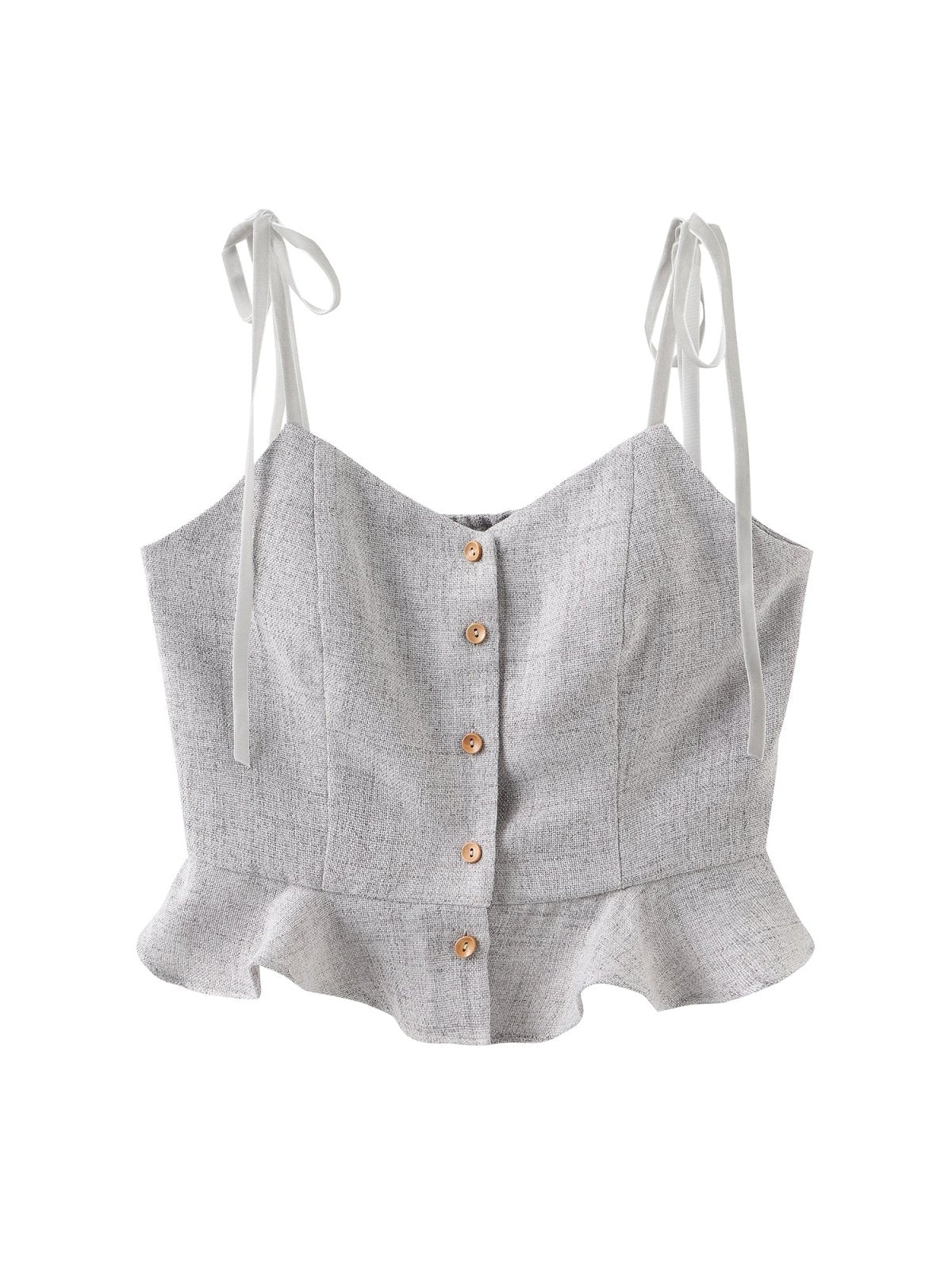Tay Tie Shoulder Mini Top - DAG-DD0097-23LightGrayS - Gray - F - D'ZAGE Designs