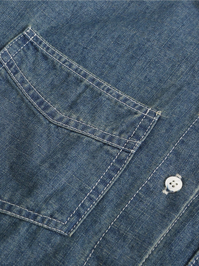 Denim Crop Shirt - DAG-G-9638-22DenimF - Denim - F - D'ZAGE Designs