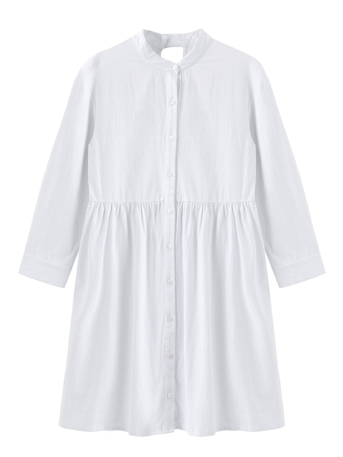 Danae Cut Out Shirt Dress - DAG-DD9619-22MochiIvoryF - Marshmallow White - F - D'ZAGE Designs