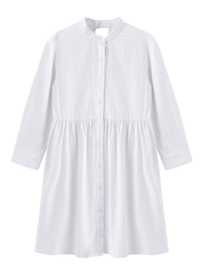 Danae Cut Out Shirt Dress - DAG-DD9619-22MochiIvoryF - Marshmallow White - F - D'ZAGE Designs