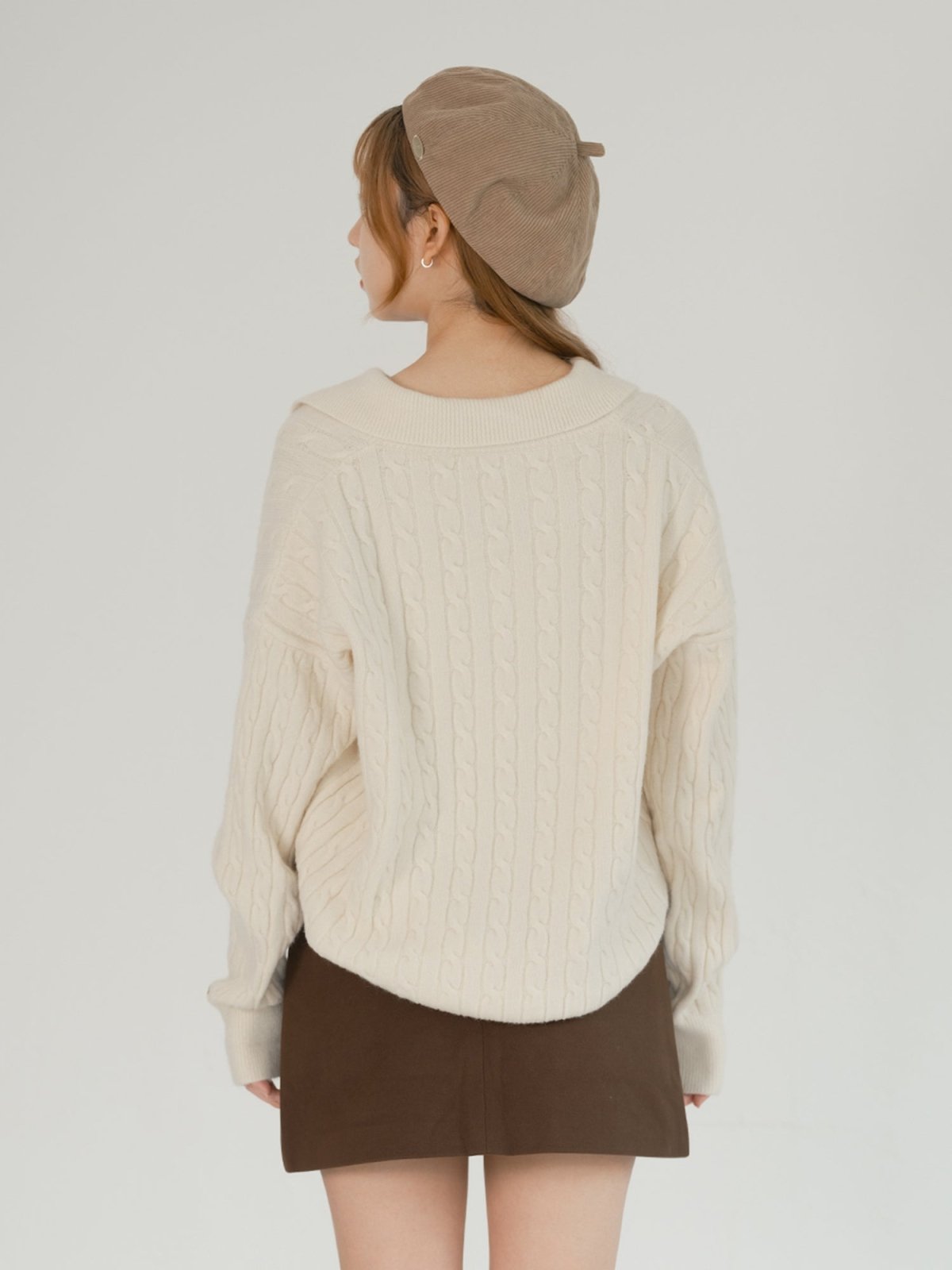 Brooke Corduroy Hexagon Beret - DAG-G-A9851-22KhakiF - Beige - F - D'ZAGE Designs