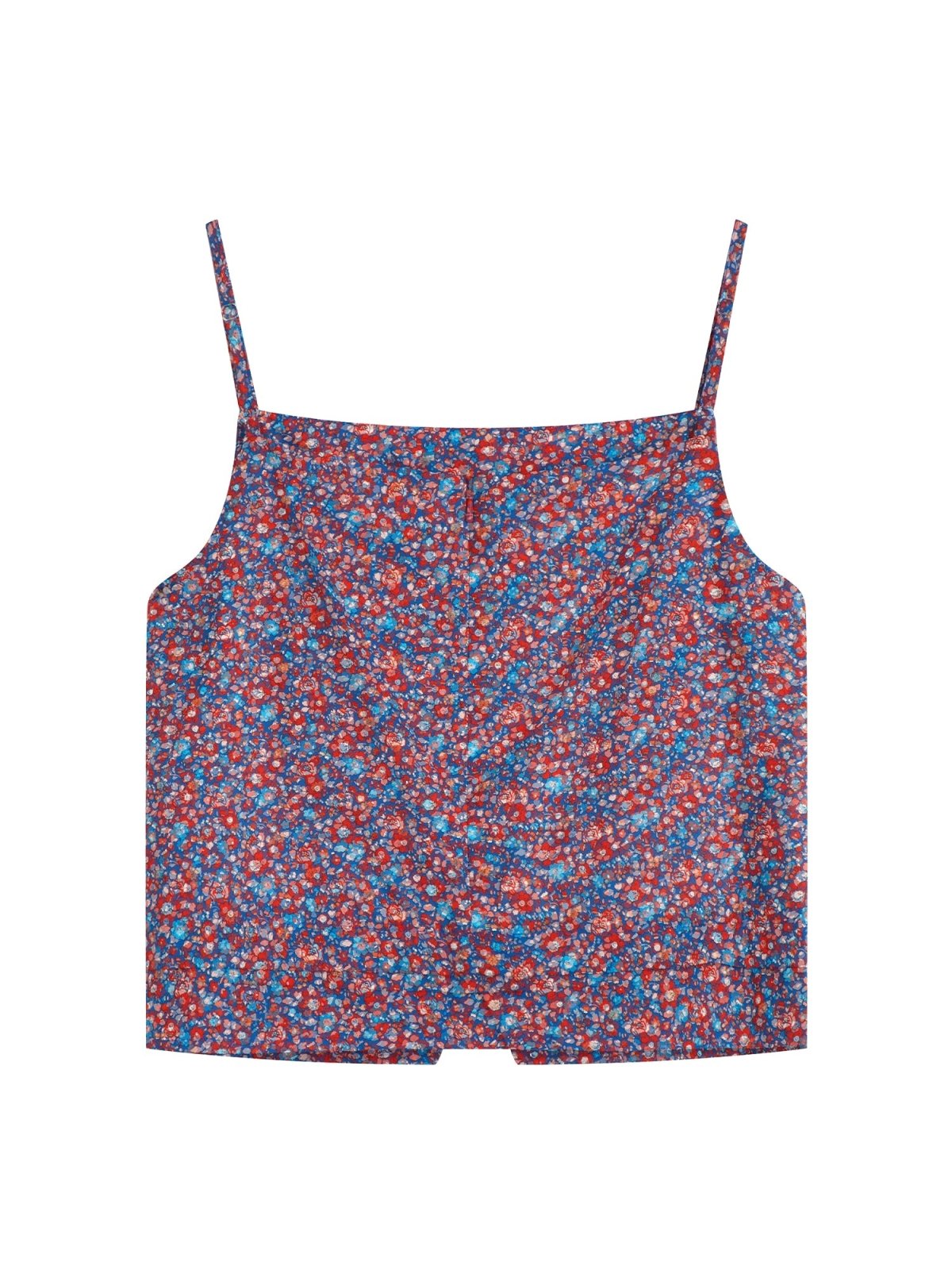 Printed Strappy Top - DAG-DD-7850-21AzurecerisemultS - Blue Red Floral - S - D'ZAGE Designs