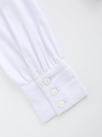Tanya Square Neck Ribbon Blouse - DAG-DD9615-22MochiIvoryF - Marshmallow White - F - D'ZAGE Designs