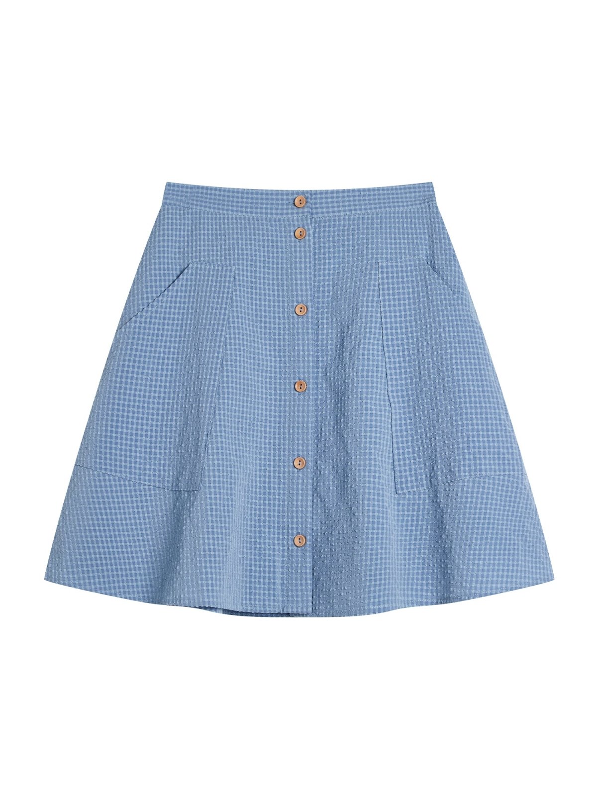 Connie Textured Checker Mini Skirt - DAG-DD9533-22BlueF - Baby Blue - F - D'ZAGE Designs