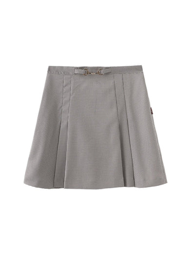 Harper Houndstooth Buckle Pleated Skirt - DAG-DD0067-22BrownieS - Brownie - S - D'ZAGE Designs
