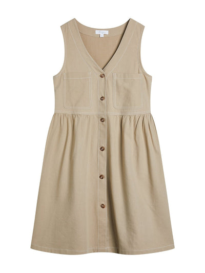 Zoe Contrast Line Mini Dress - DAG-DD9539-22CreamS - Beige - S - D'ZAGE Designs