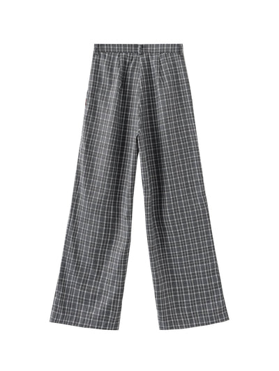 Penny Plaid Wide Leg Trousers - DAG-DD8516-23GrayPlaidS - Dark Gray - S - D'ZAGE Designs