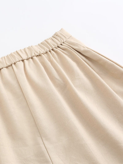 Riley Tie Waist Linen Pants - DAG-DD9535-22AlmondS - Almond Cream - S - D'ZAGE Designs