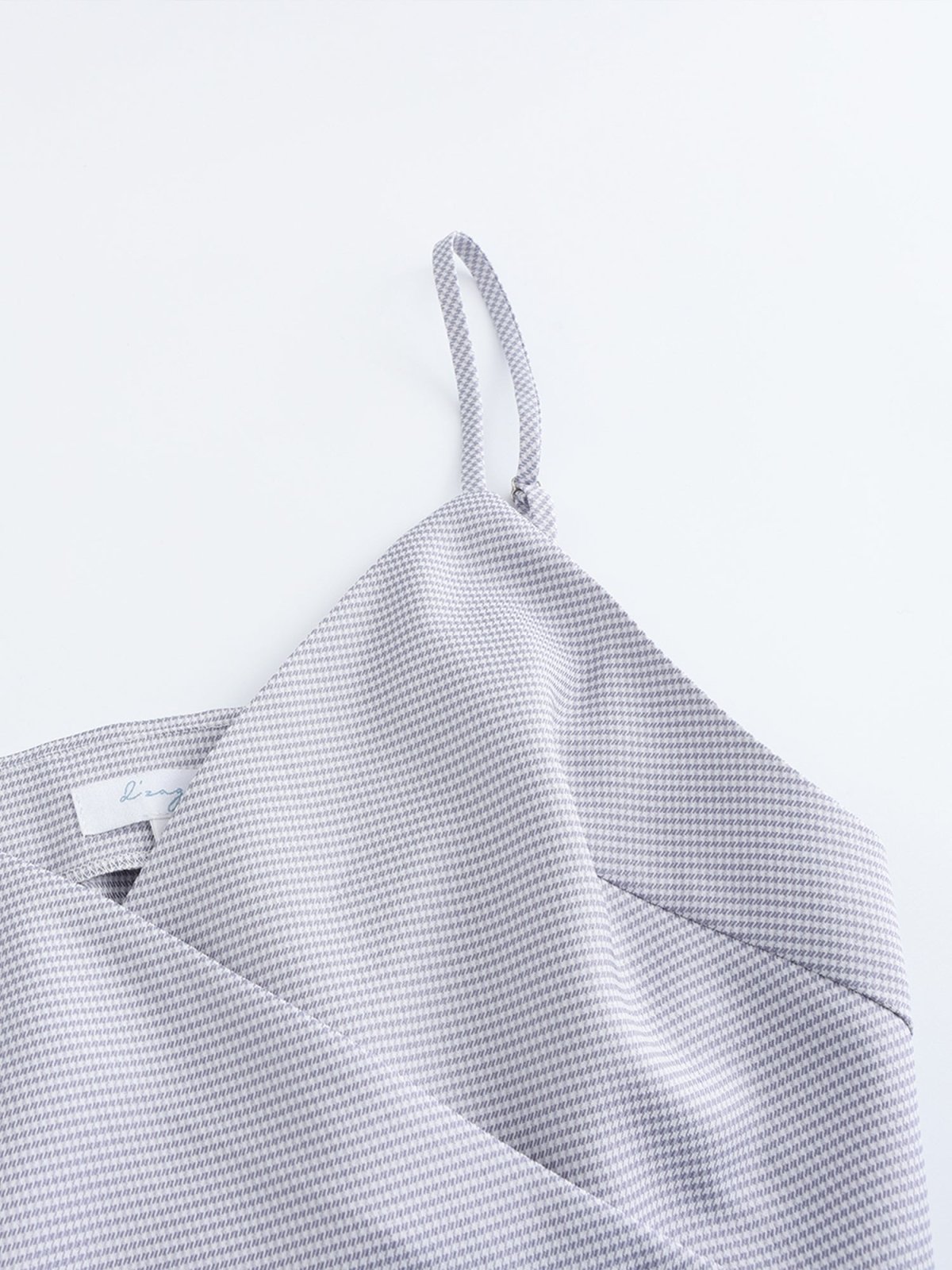 Hala Houndstooth Wrap Mini Top - DAG-DD0156-23BluePlaidS - Blue Lavender - S - D'ZAGE Designs