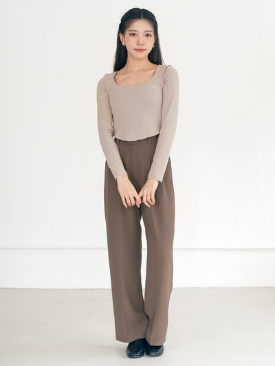 Urella U-neck Crop Top - DAG-G-220101AlmondF - Almond Cream - F - D'ZAGE Designs