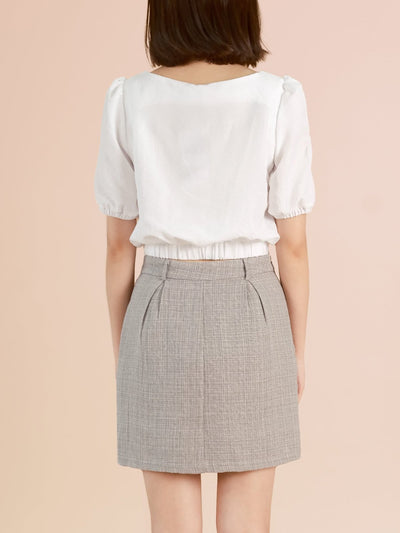 Front Gathered Top IVORY - DAG-DD8661-21WhiteS - Mochi Ivory - F - D'ZAGE Designs