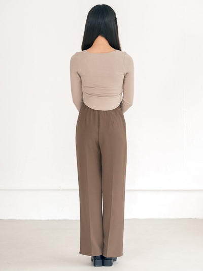 Urella U-neck Crop Top - DAG-G-220101AlmondF - Almond Cream - F - D'ZAGE Designs