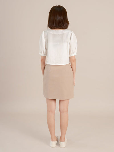 Cropped Tie-front Top - DAG-DD8730-21WhiteS - Mochi Ivory - S - D'ZAGE Designs