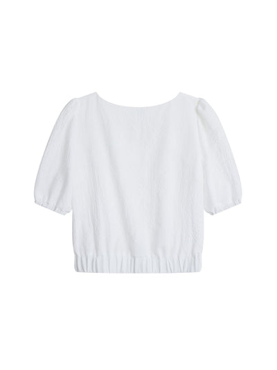 Front Gathered Top IVORY - DAG-DD8661-21WhiteS - Mochi Ivory - F - D'ZAGE Designs
