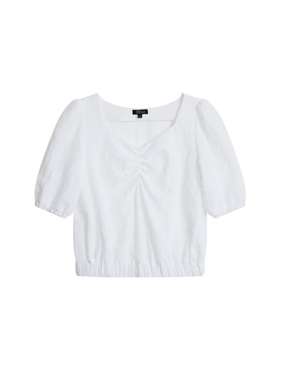 Front Gathered Top IVORY - DAG-DD8661-21WhiteS - Mochi Ivory - F - D'ZAGE Designs