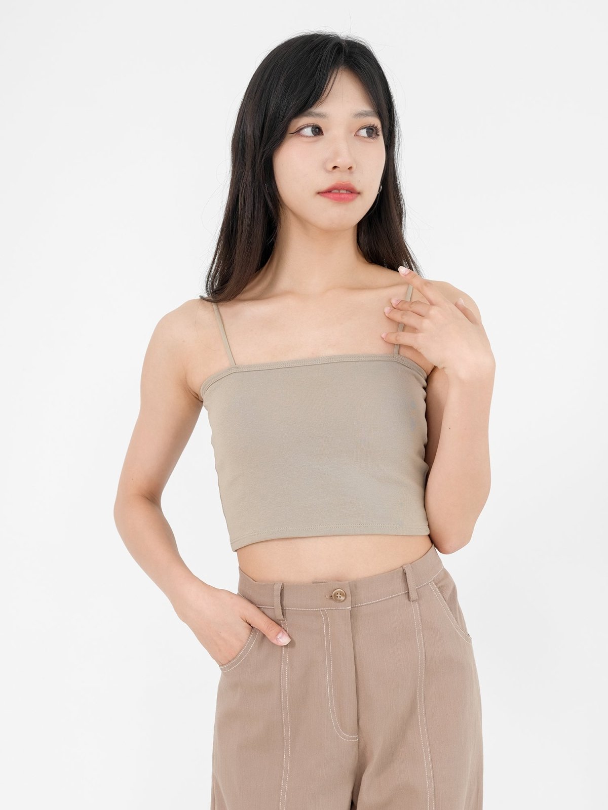 Kristen Basic Crop Bra Top ( 4 Colours ) - DAG-G-220196KhakiF - Khaki - F - D'ZAGE Designs
