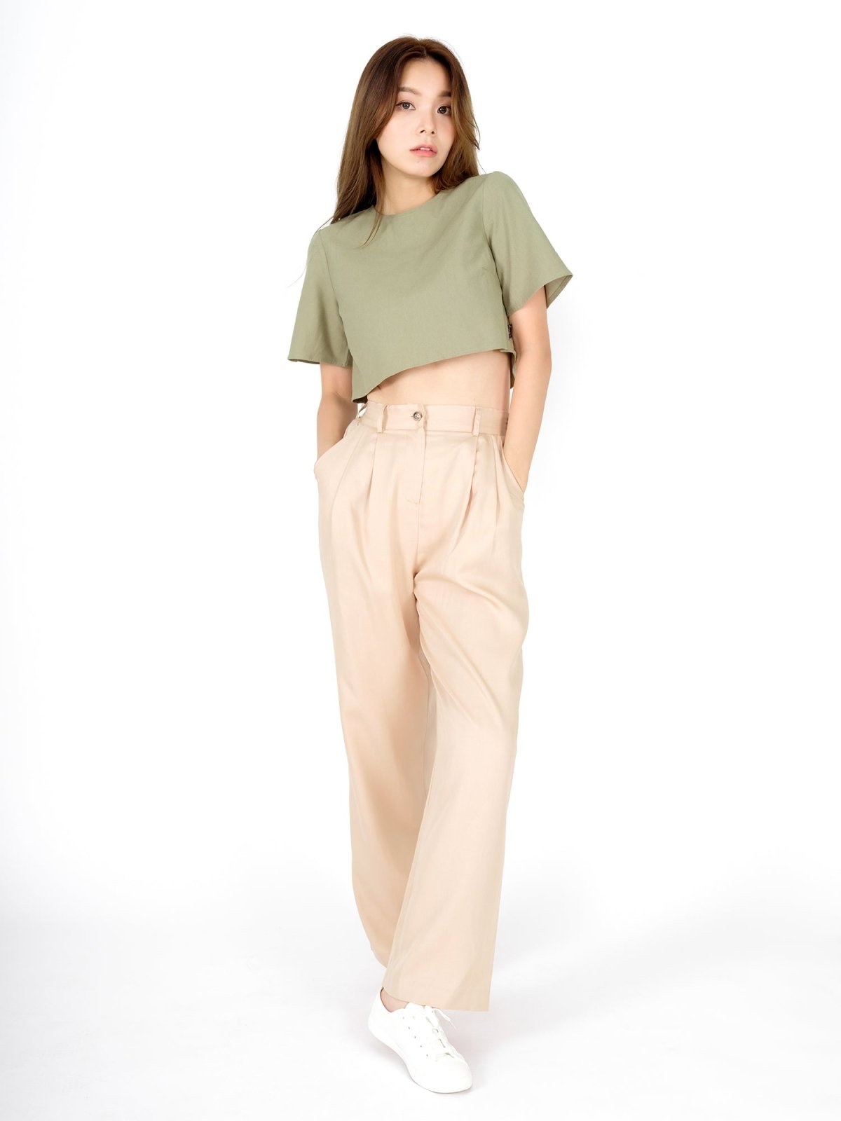 Ann Crew Neck Crop Top - DAG-DD9467-22SageS - Matcha Green - S - D'ZAGE Designs