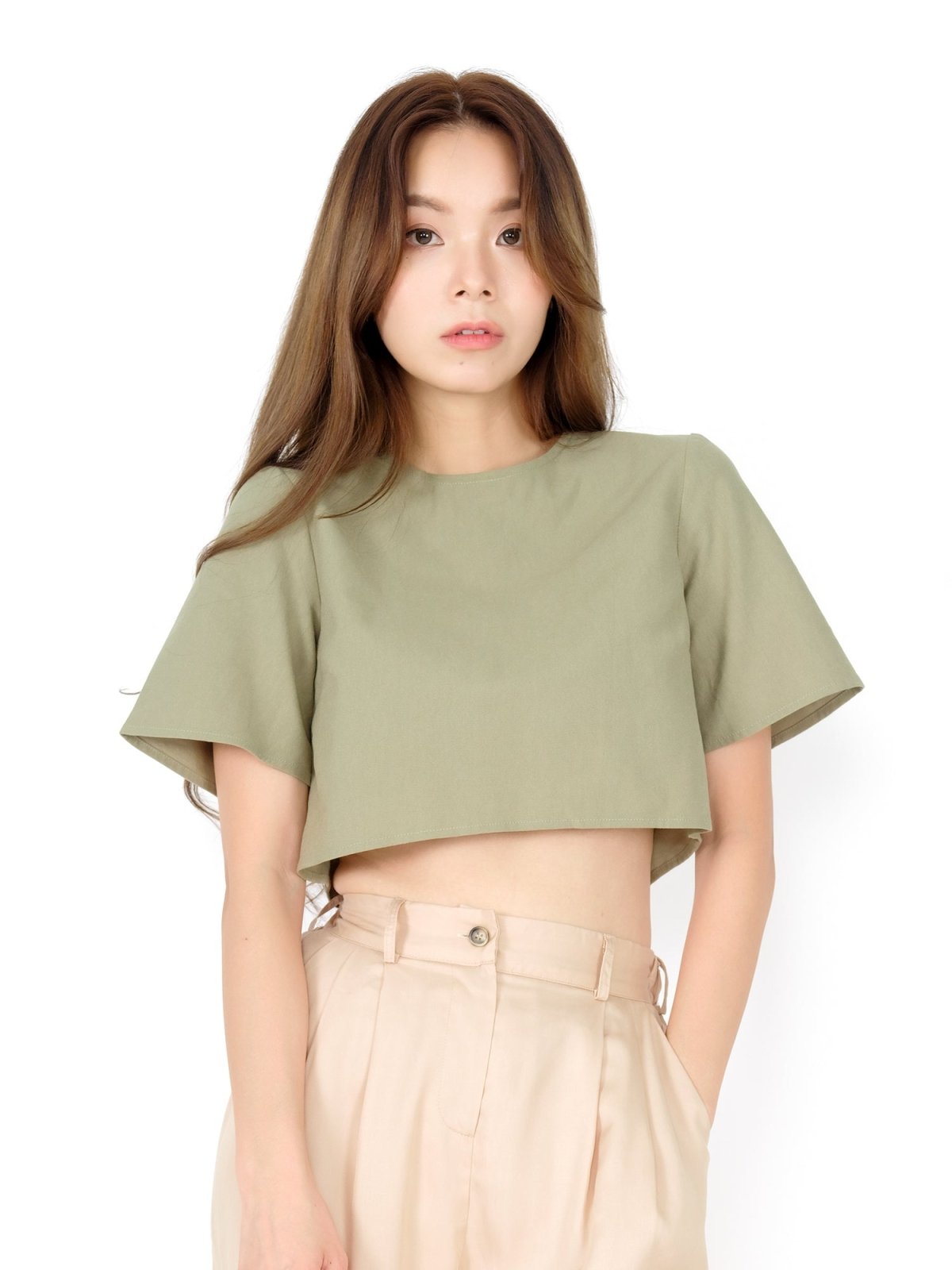 Ann Crew Neck Crop Top - DAG-DD9467-22SageS - Matcha Green - S - D'ZAGE Designs