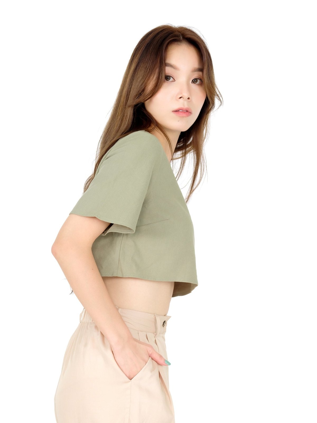 Ann Crew Neck Crop Top - DAG-DD9467-22SageS - Matcha Green - S - D'ZAGE Designs