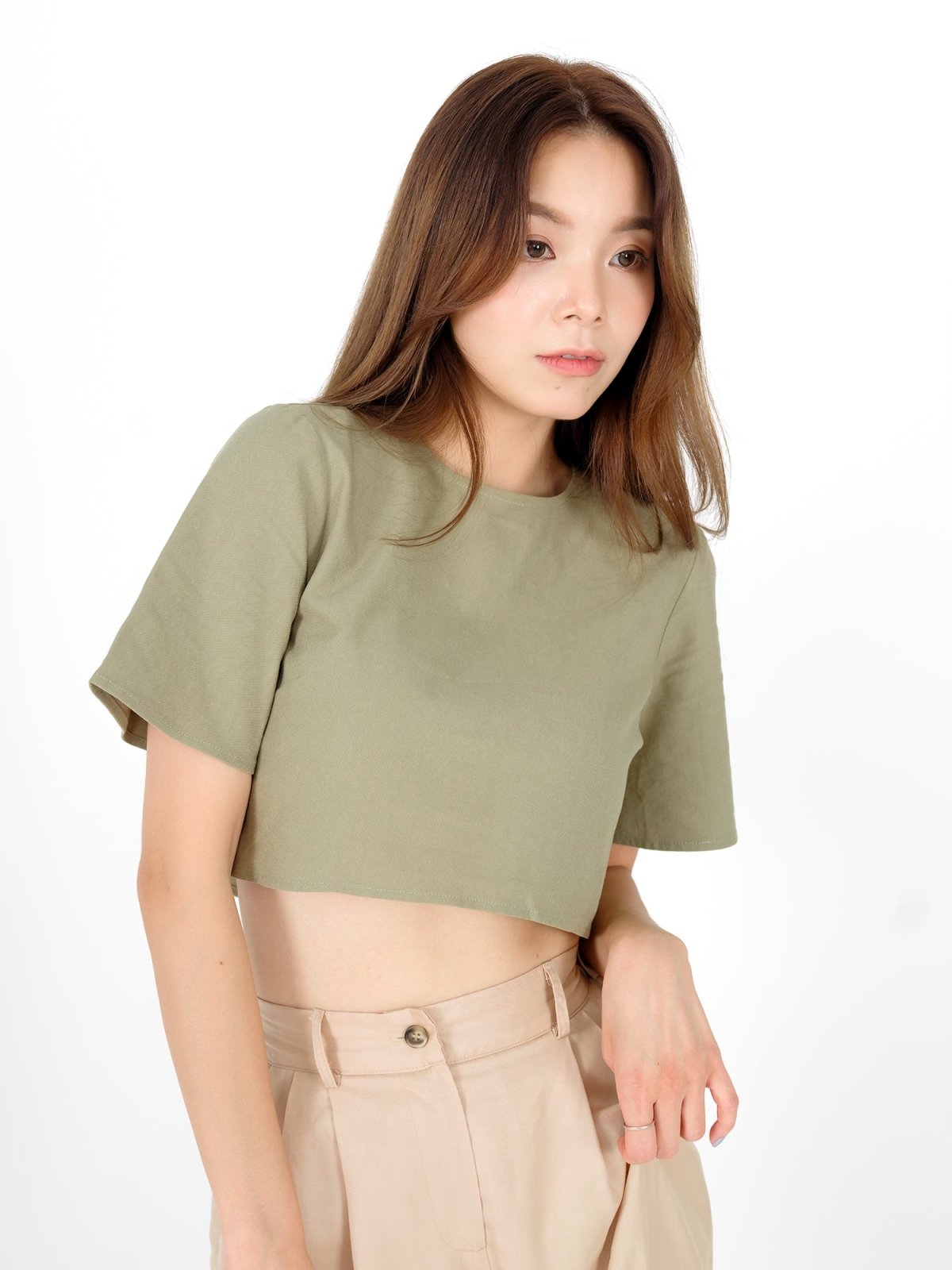 Ann Crew Neck Crop Top - DAG-DD9467-22SageS - Matcha Green - S - D'ZAGE Designs