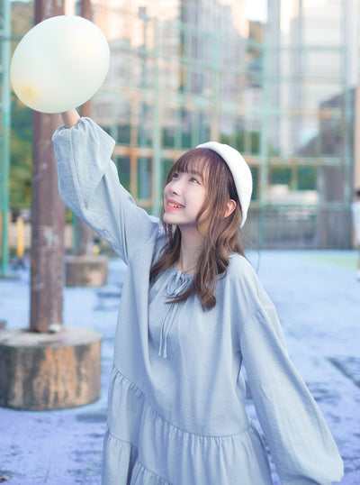 Blouson Sleeve Mini Dress CLOUD - DAG-DD8724-21CloudS - Baby Blue - S - D'ZAGE Designs