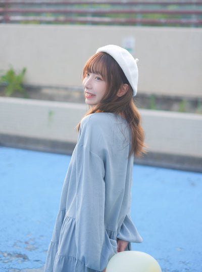 Blouson Sleeve Mini Dress CLOUD - DAG-DD8724-21CloudS - Baby Blue - S - D'ZAGE Designs