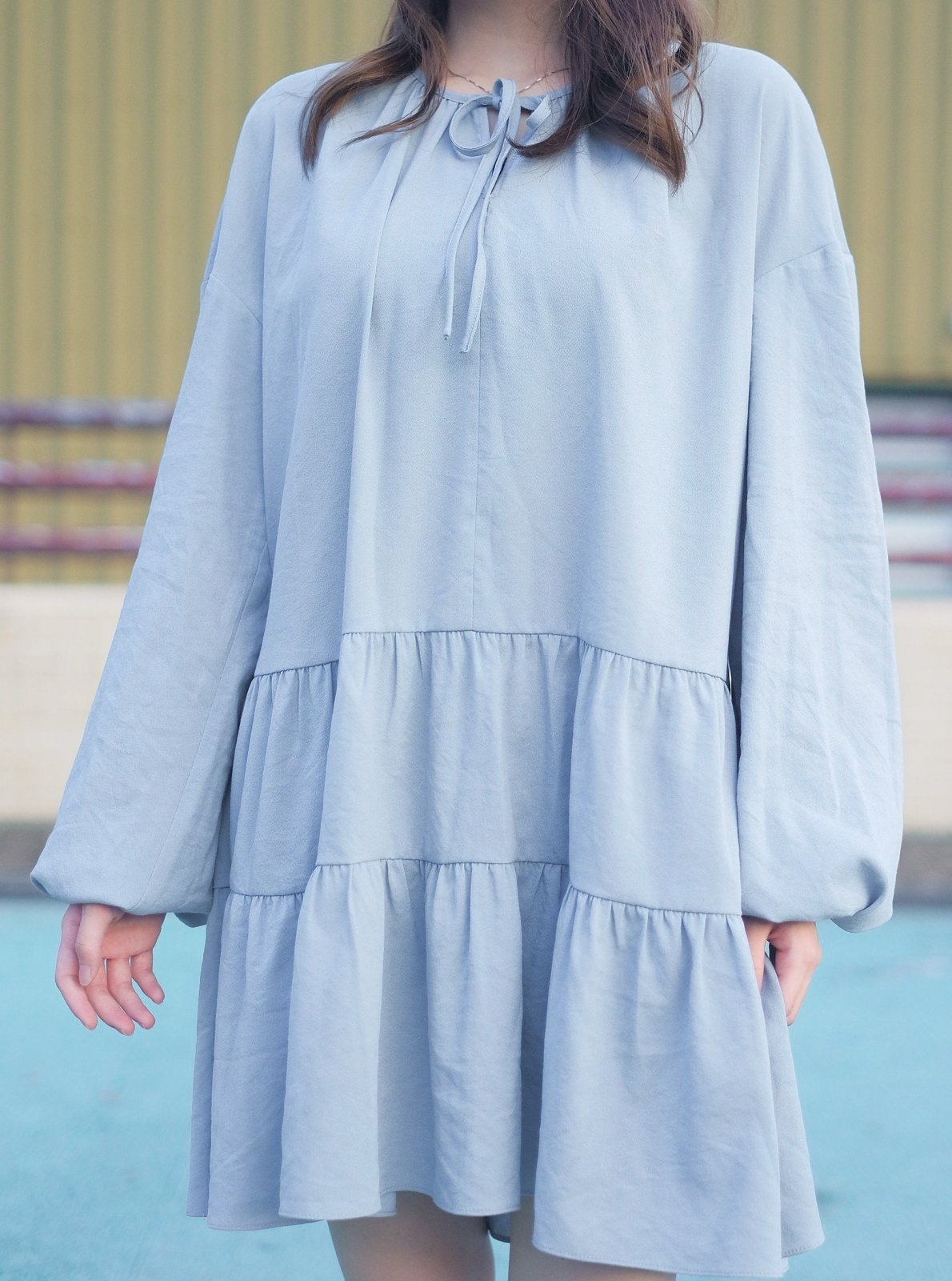 Blouson Sleeve Mini Dress CLOUD - DAG-DD8724-21CloudS - Baby Blue - S - D'ZAGE Designs