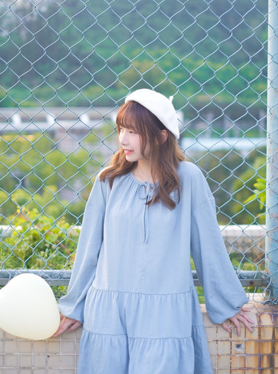 Blouson Sleeve Mini Dress CLOUD - DAG-DD8724-21CloudS - Baby Blue - S - D'ZAGE Designs