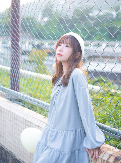 Blouson Sleeve Mini Dress CLOUD - DAG-DD8724-21CloudS - Baby Blue - S - D'ZAGE Designs