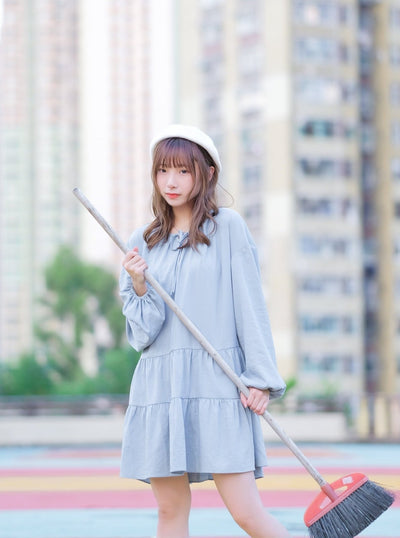 Blouson Sleeve Mini Dress CLOUD - DAG-DD8724-21CloudS - Baby Blue - S - D'ZAGE Designs