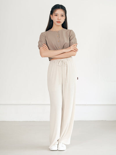 Fion Front Knot Top - DAG-DD0198-23KhakiS - Khaki - S - D'ZAGE Designs