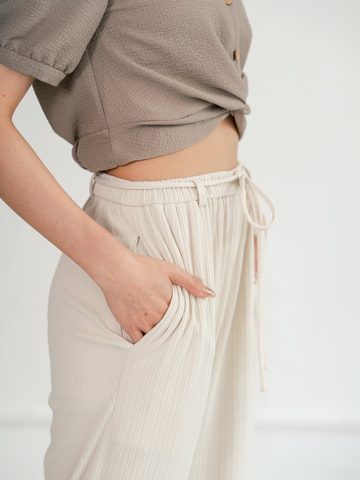 Fion Front Knot Top - DAG-DD0198-23KhakiS - Khaki - S - D'ZAGE Designs
