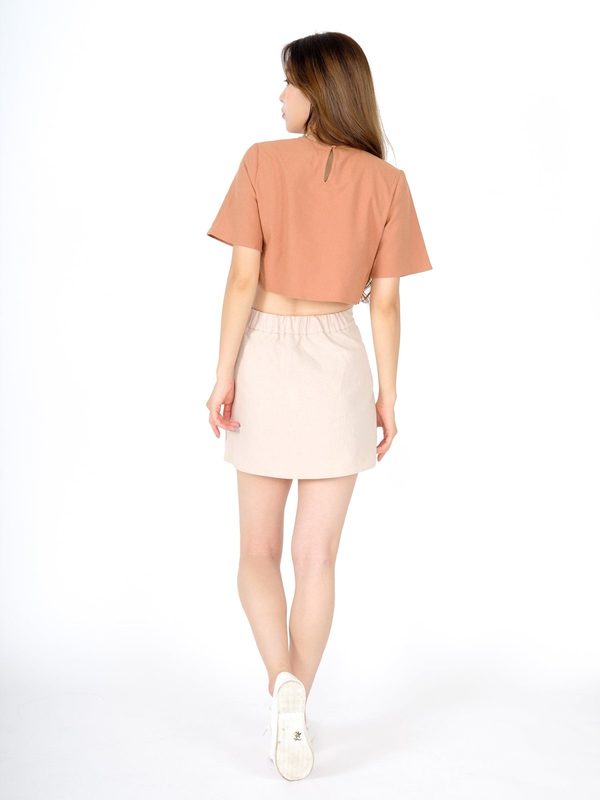 Ann Crew Neck Crop Top - DAG-DD9467-22BrickRedS - Sunset Orange - S - D'ZAGE Designs