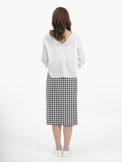 Checkered Slitted Skirt - DAG-DD8814-21ClassicBlackS - Black White Checkers - S - D'ZAGE Designs