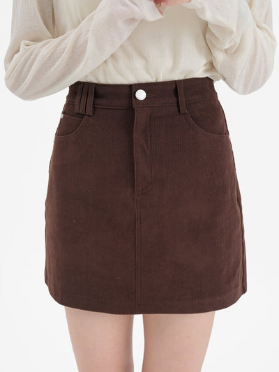 Reese Corduroy Mini Skirt - DAG-G-9854-22ToffeeS - Brownie - S - D'ZAGE Designs