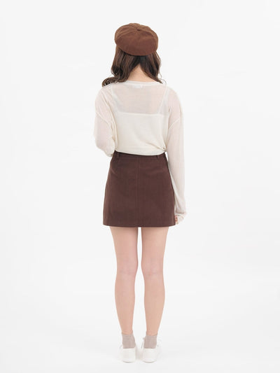 Reese Corduroy Mini Skirt - DAG-G-9854-22ToffeeS - Brownie - S - D'ZAGE Designs