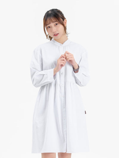 Danae Cut Out Shirt Dress - DAG-DD9619-22MochiIvoryF - Marshmallow White - F - D'ZAGE Designs