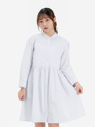 Danae Cut Out Shirt Dress - DAG-DD9619-22MochiIvoryF - Marshmallow White - F - D'ZAGE Designs
