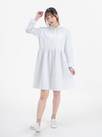 Danae Cut Out Shirt Dress - DAG-DD9619-22MochiIvoryF - Marshmallow White - F - D'ZAGE Designs