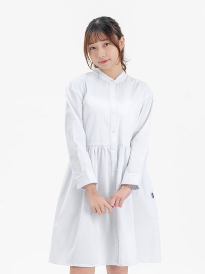 Danae Cut Out Shirt Dress - DAG-DD9619-22MochiIvoryF - Marshmallow White - F - D'ZAGE Designs