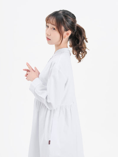 Danae Cut Out Shirt Dress - DAG-DD9619-22MochiIvoryF - Marshmallow White - F - D'ZAGE Designs