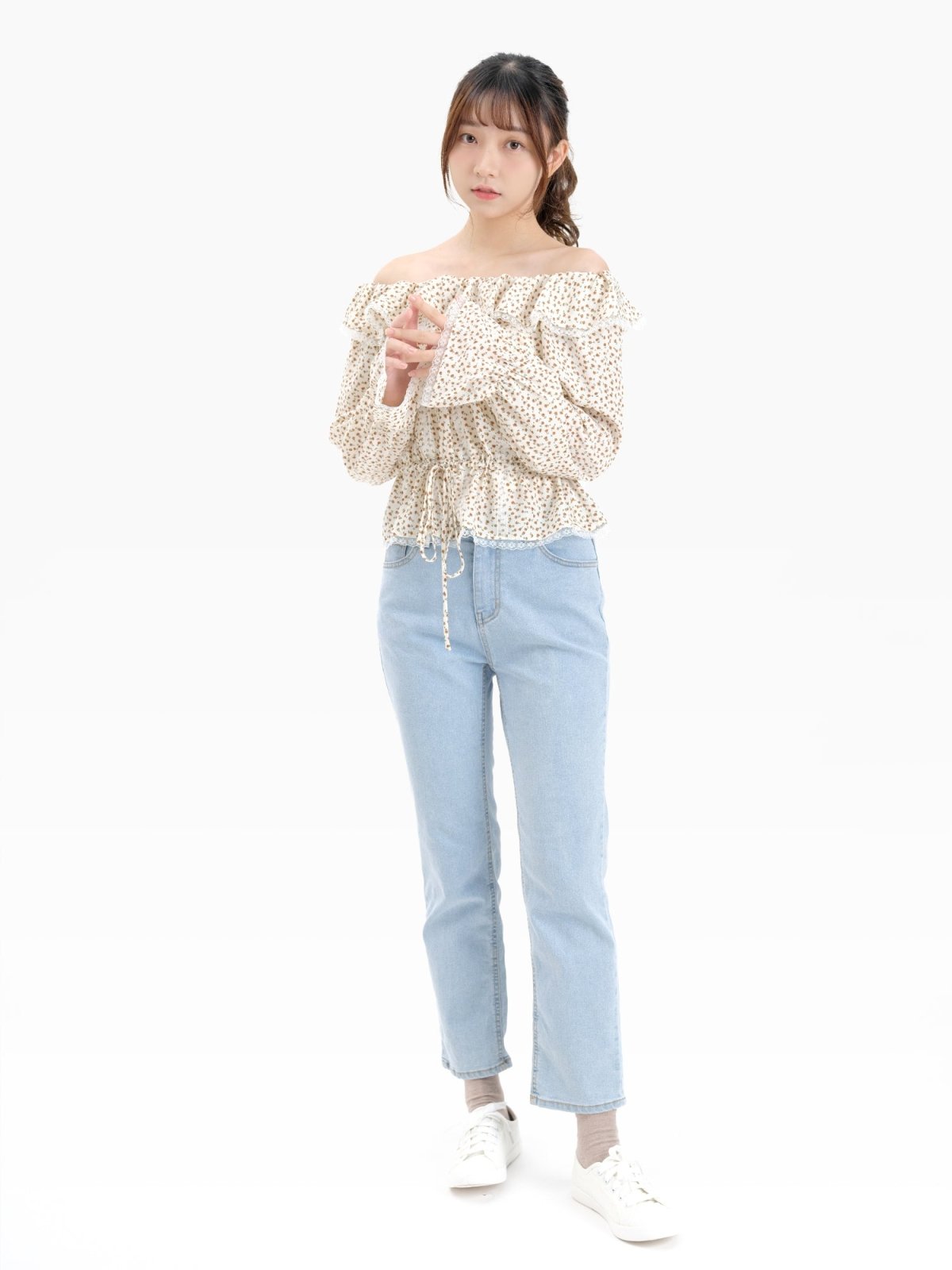 Christa Off-shoulder Ruffle Blouse - DAG-DD8802-21FloralPrintS - Yellow Floral - S - D'ZAGE Designs