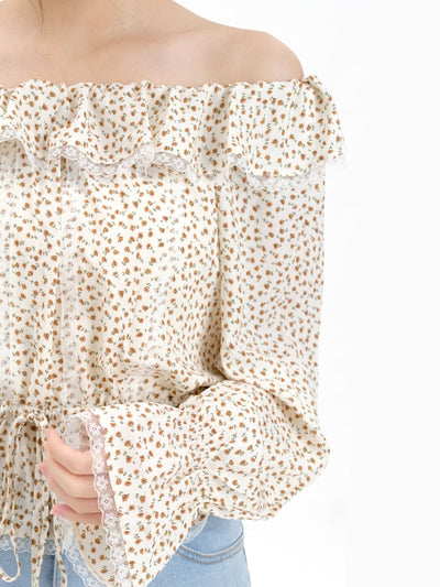 Christa Off-shoulder Ruffle Blouse - DAG-DD8802-21FloralPrintS - Yellow Floral - S - D'ZAGE Designs