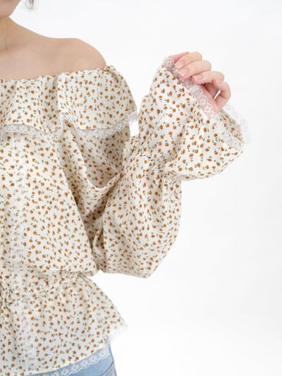 Christa Off-shoulder Ruffle Blouse - DAG-DD8802-21FloralPrintS - Yellow Floral - S - D'ZAGE Designs