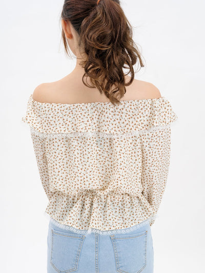Christa Off-shoulder Ruffle Blouse - DAG-DD8802-21FloralPrintS - Yellow Floral - S - D'ZAGE Designs