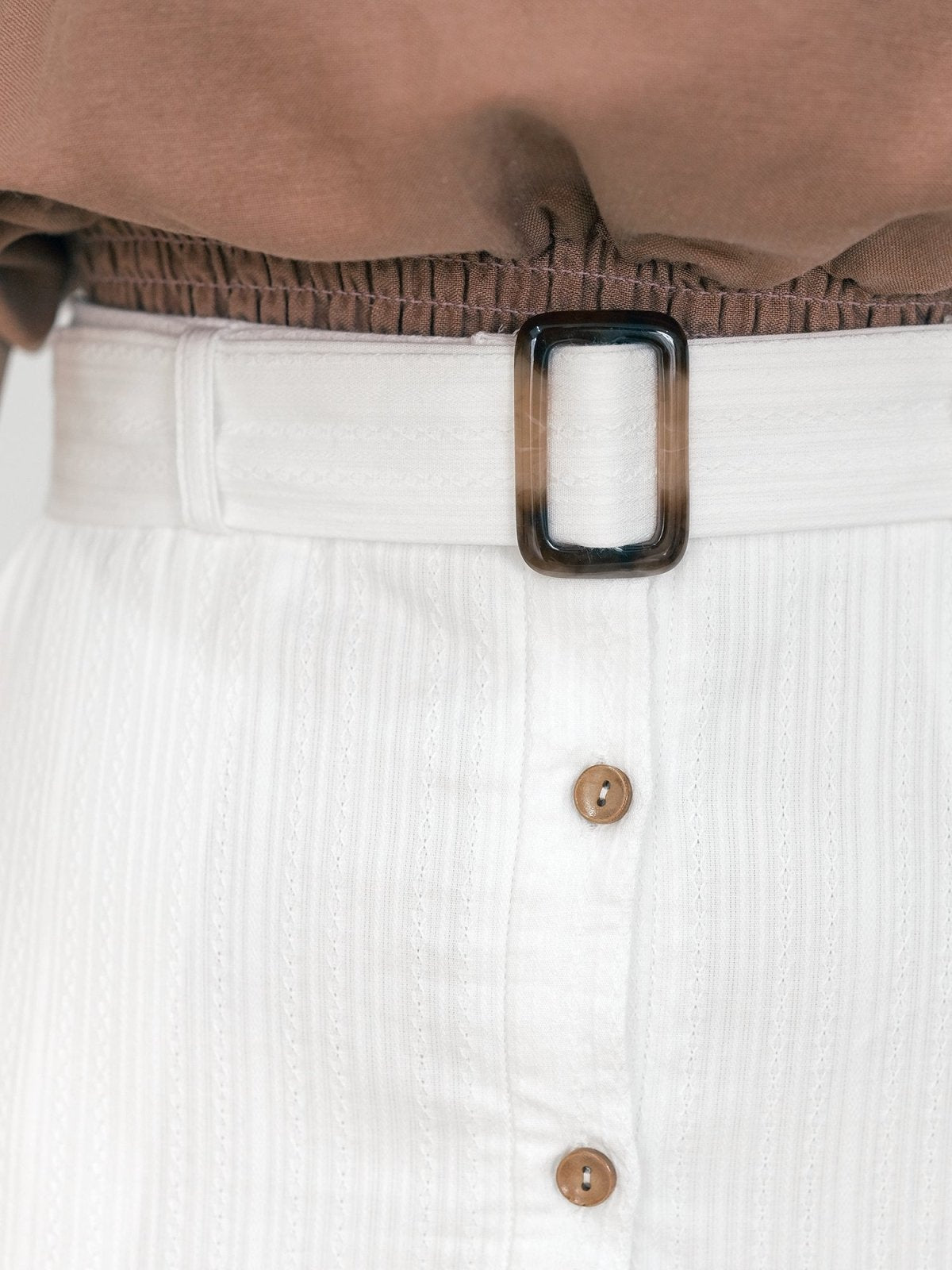 Brooklyn Belted Tiered Midi Skirt - DAG-DD0193-23IvoryF - Mochi Ivory - F - D'ZAGE Designs