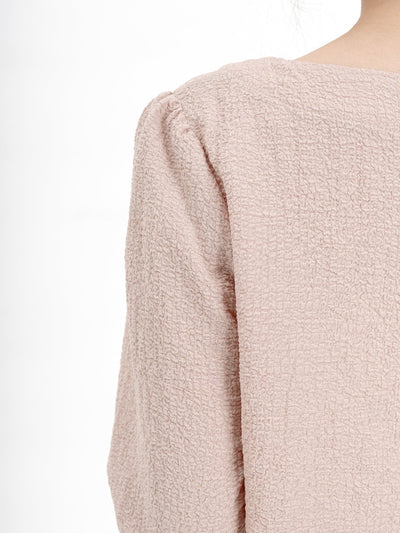 Arden Tie-neck Button Up Top - DAG-DD8725-21AlmondM - Almond Pink - M - D'ZAGE Designs