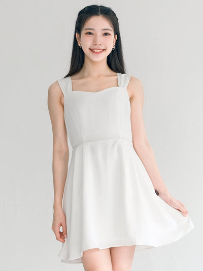 Theia Sweetheart Neck Mini Dress - DAG-DD8731-21IvoryS - Mochi Ivory - S - D'ZAGE Designs