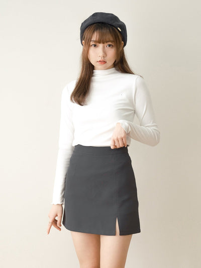 Jess Side Slit Mini Skirt - DAG-G-220093GrayS - Charcoal - S - D'ZAGE Designs