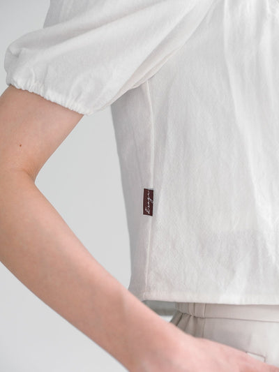 Kyla Square Neck Contrast Line Top - DAG-DD9500-22MochiIvoryF - Mochi Ivory - F - D'ZAGE Designs